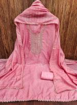 Chanderi Pink Traditional Wear Croset Work Dress Material